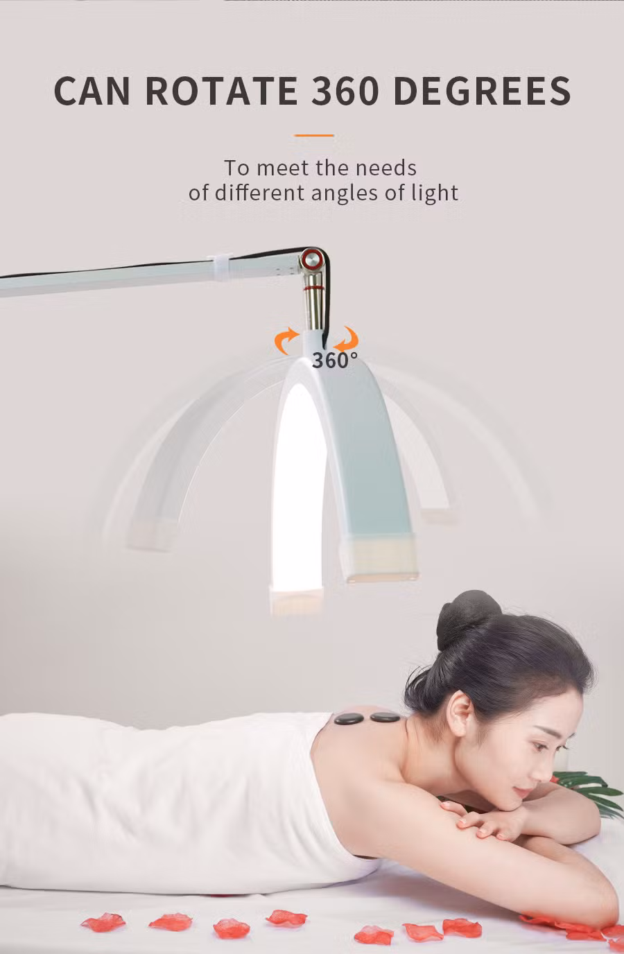 Free Logo 50W Beauty Salon Lighting Half Moon Shaped Diamond Beauty LED Floor Lamp Eyelash Extension Lamp Eyebrow Tattoo Art Lamp