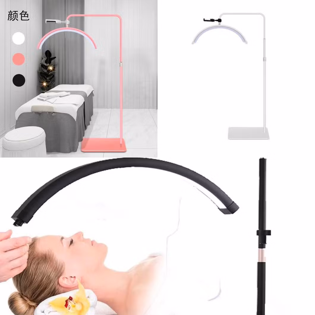 Free Logo 50W Beauty Salon Lighting Half Moon Shaped Diamond Beauty LED Floor Lamp Eyelash Extension Lamp Eyebrow Tattoo Art Lamp