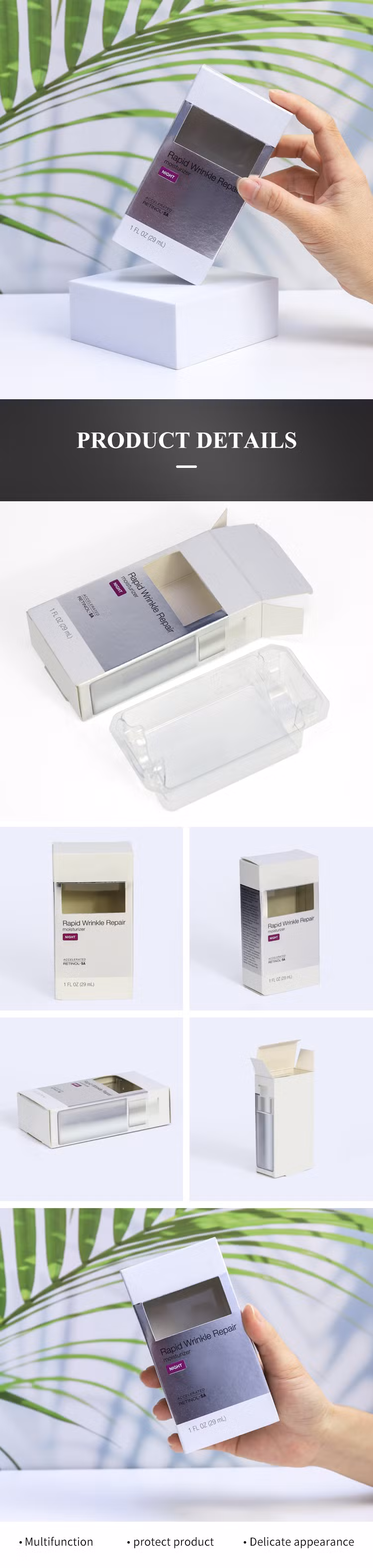 Firstsail Custom Paperboard False Eyelash Flat Foldable Card Packaging Box Gift Lotion Perfume Bottle Makeup Sets Cosmetics Box with Blister