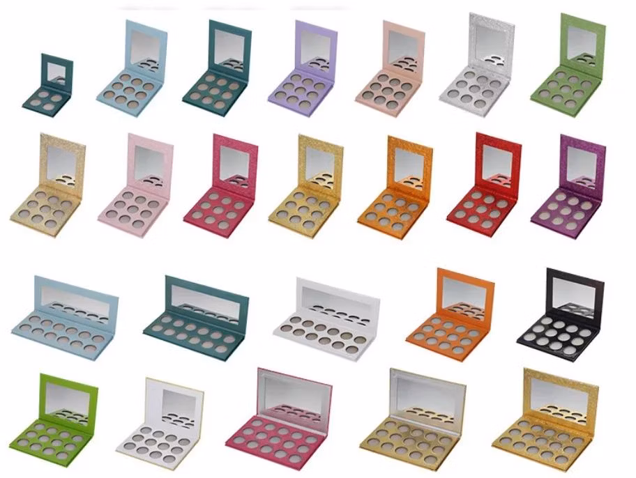 New Color Rectangular Multicolor Eyeshadow Tray Manufacturers Direct Sale Custom with Mirror Paper Gift Box Makeup Box