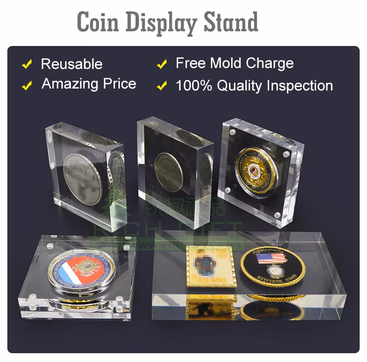 Wholesale Display Case Stand Holder Custom Enamel Coin Plastic Box Case/Plstic Clear Acrylic Mini Challenge Coin Box