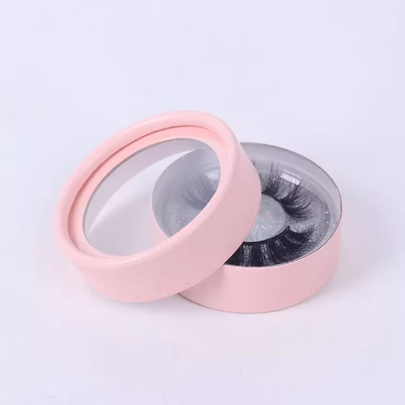 Wholesale Custom Printed Logo Paper Round Cosmetic Eyelash Display Gift Box with Window and Inner Tray