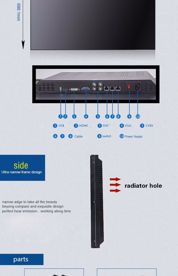 UK4K Did Screen Vertical Wall Mount LCD TV DIY 1.7mm 49inch 3*3 LCD Video Wall Controller
