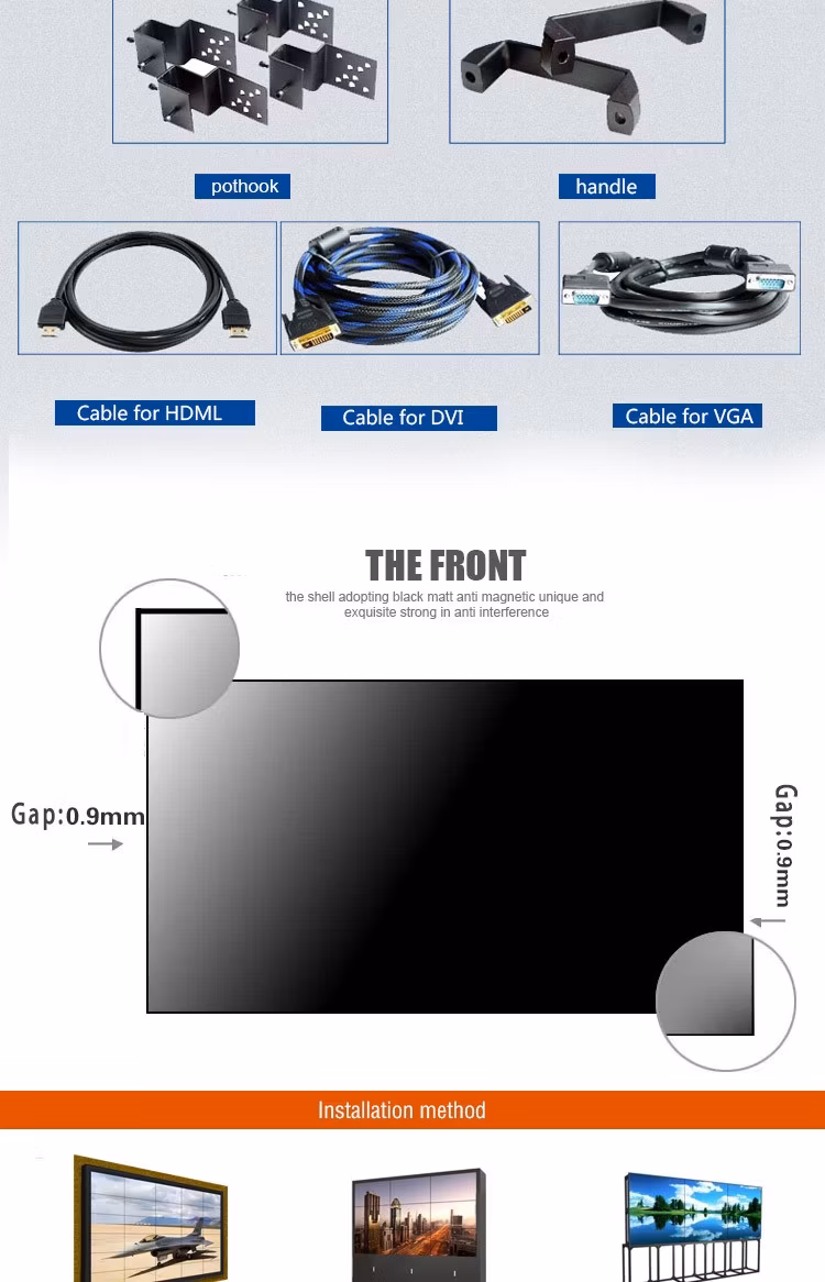 UK4K Did Screen Vertical Wall Mount LCD TV DIY 1.7mm 49inch 3*3 LCD Video Wall Controller