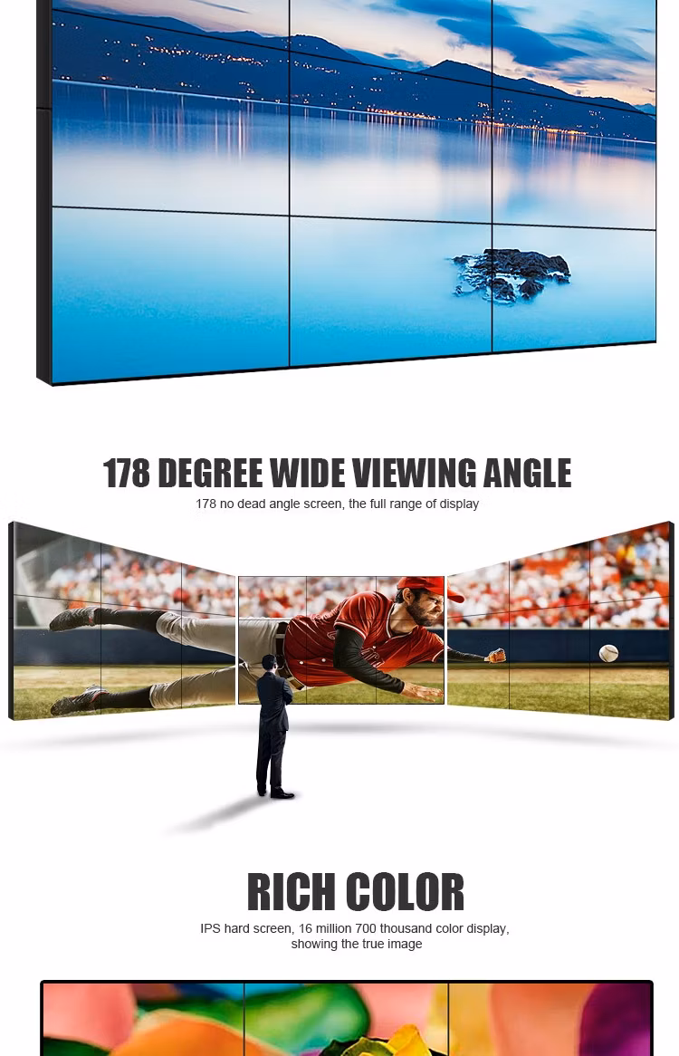UK4K Did Screen Vertical Wall Mount LCD TV DIY 1.7mm 49inch 3*3 LCD Video Wall Controller