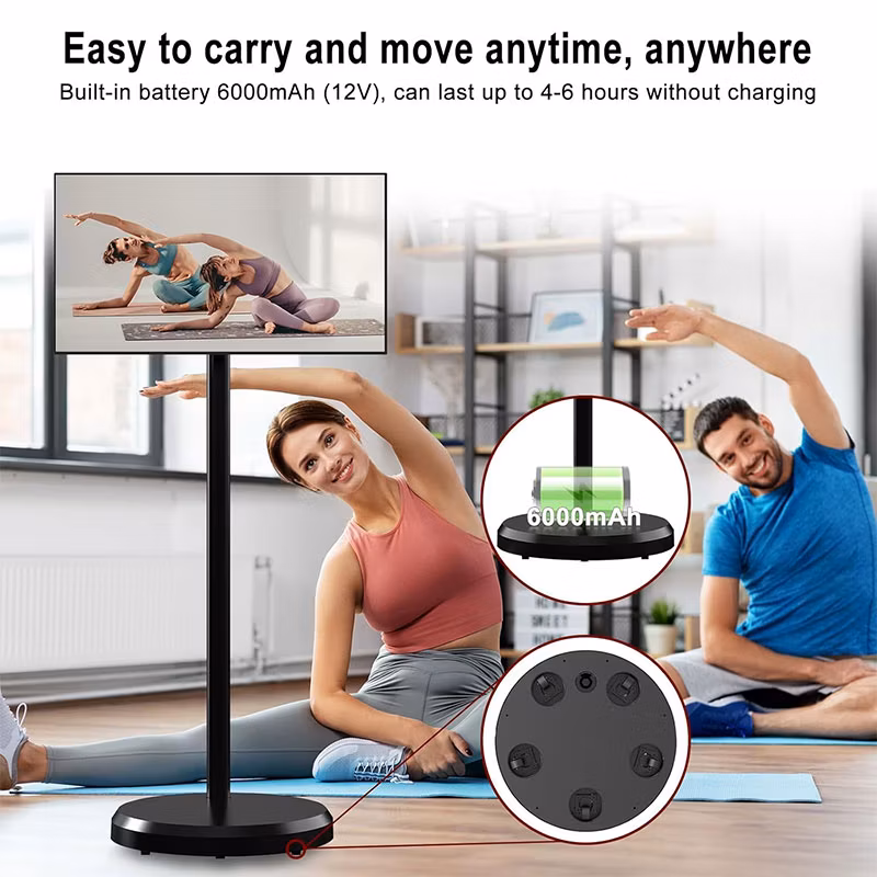 21.5 Inch Android 12 System Moveable Stand Smart Portable TV Touch Screen LCD Display