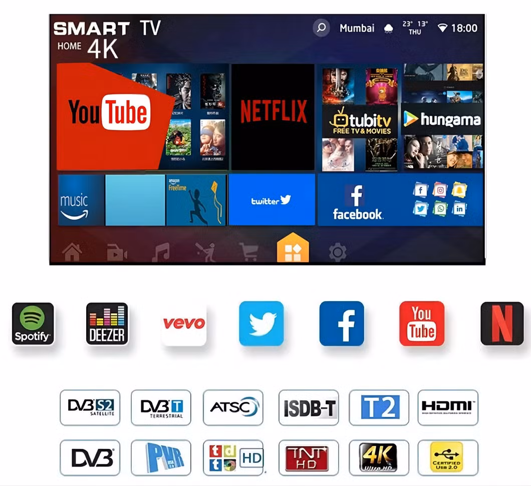 2025new Smart TV for Xxx Video Customized LCD LED with Digital Satellite Function