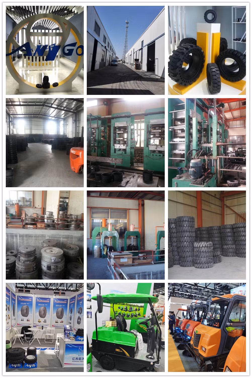 Anygo Brand 4.00-8 Xz05 Solid Tyres, Pneumatic Solid Tyre, Solid Resilient Wheels for Forklift and Material Handling Equipment