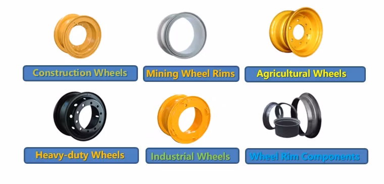 Customized Front Wheels for Forklift Rims Four-Piece Steel Rim Forklift 7.00t-15 for Forklift Front Wheel Solid Tire 28*9 -15