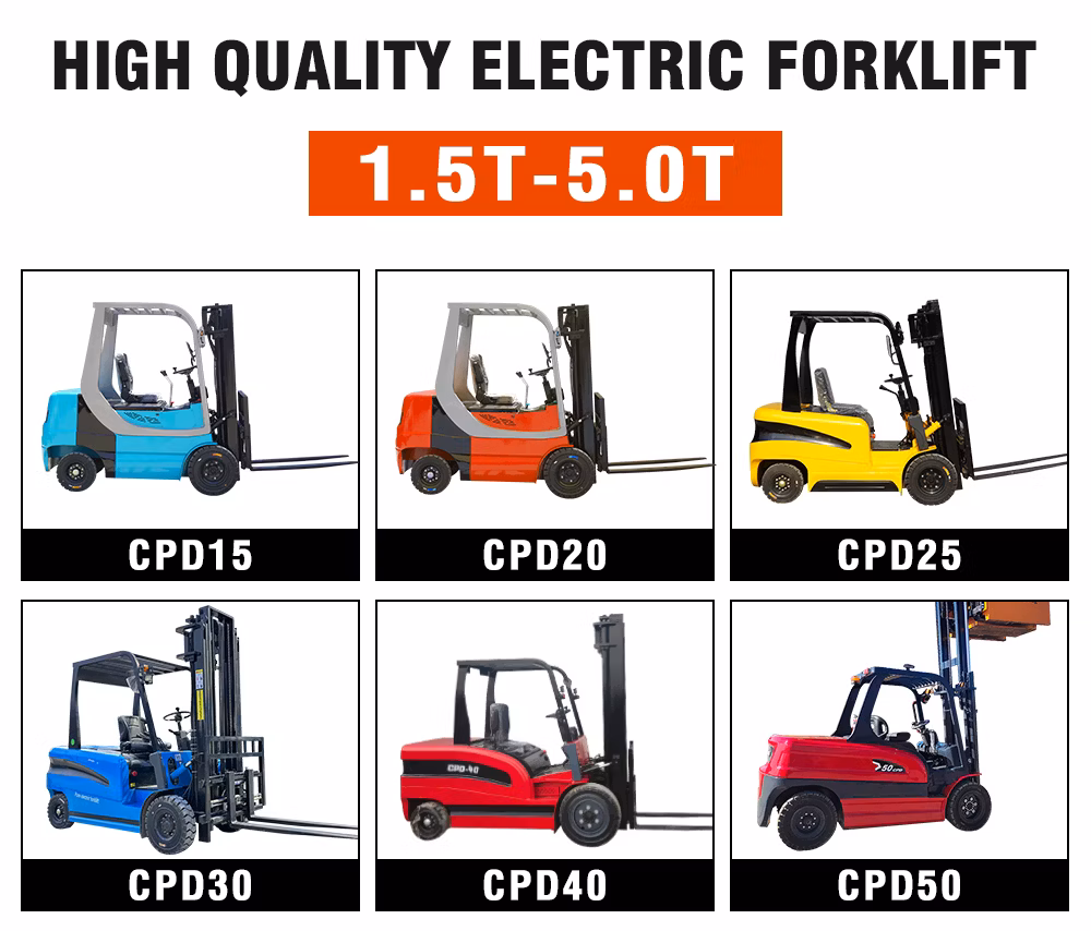 2500K Wheel Small All Terrain Electric Forklift Truck 4X4 Solid Tire Mini Forklift Electric 0.8ton 3 Ton 2.5ton 500kg Lifting up 3m-7m CE Battery Forklifts