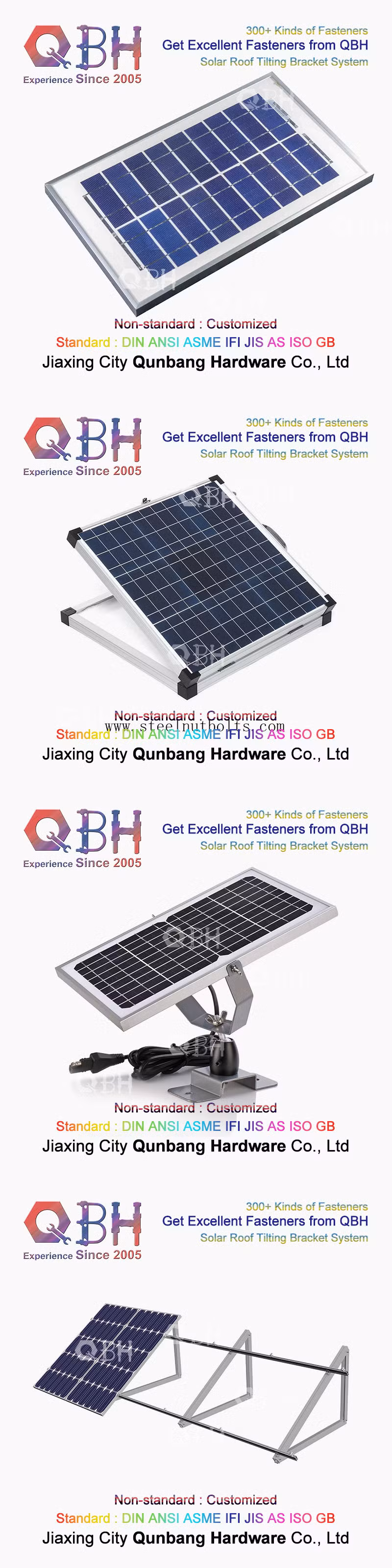 Qbh Customized OEM ODM Photovoltaic PV Module System Aluminum Extrusion Solar Power Energy Panel Mounting Frame