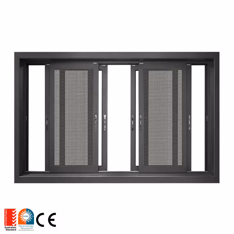 Customized Bronze or Black Color Aluminium 2 Track Glass Sliding Window Aluminium Window