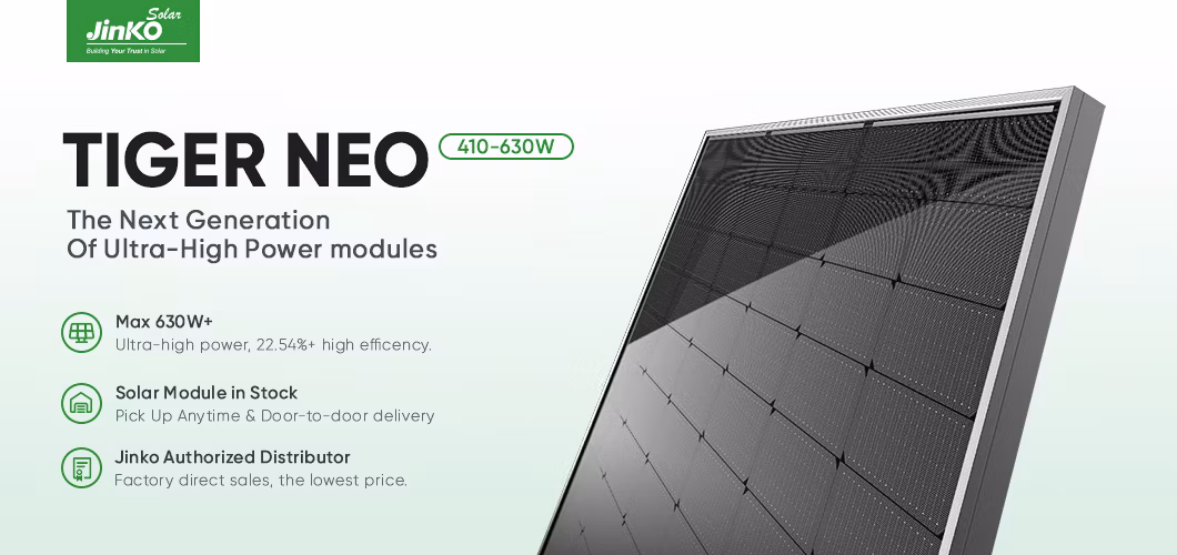 Jinko Tiger Neo Monofacial Solar Panel 430W 480W 585W 630W Wholesale Solar Panel Half Cut Black Frame