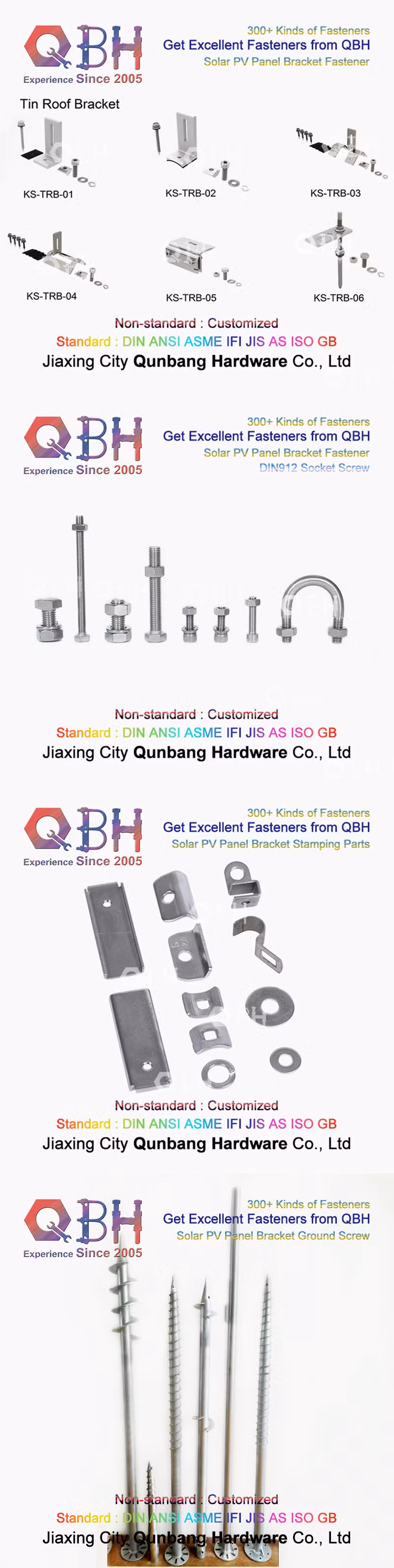 Qbh Customized OEM ODM Solar Power Energy PV Photovoltaic System Panel Module Bracket Rack Aluminum Profile Mount Frame