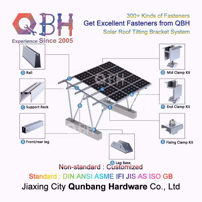Qbh Customized OEM ODM Photovoltaic PV Module System Aluminum Extrusion Solar Power Energy Panel Mounting Frame