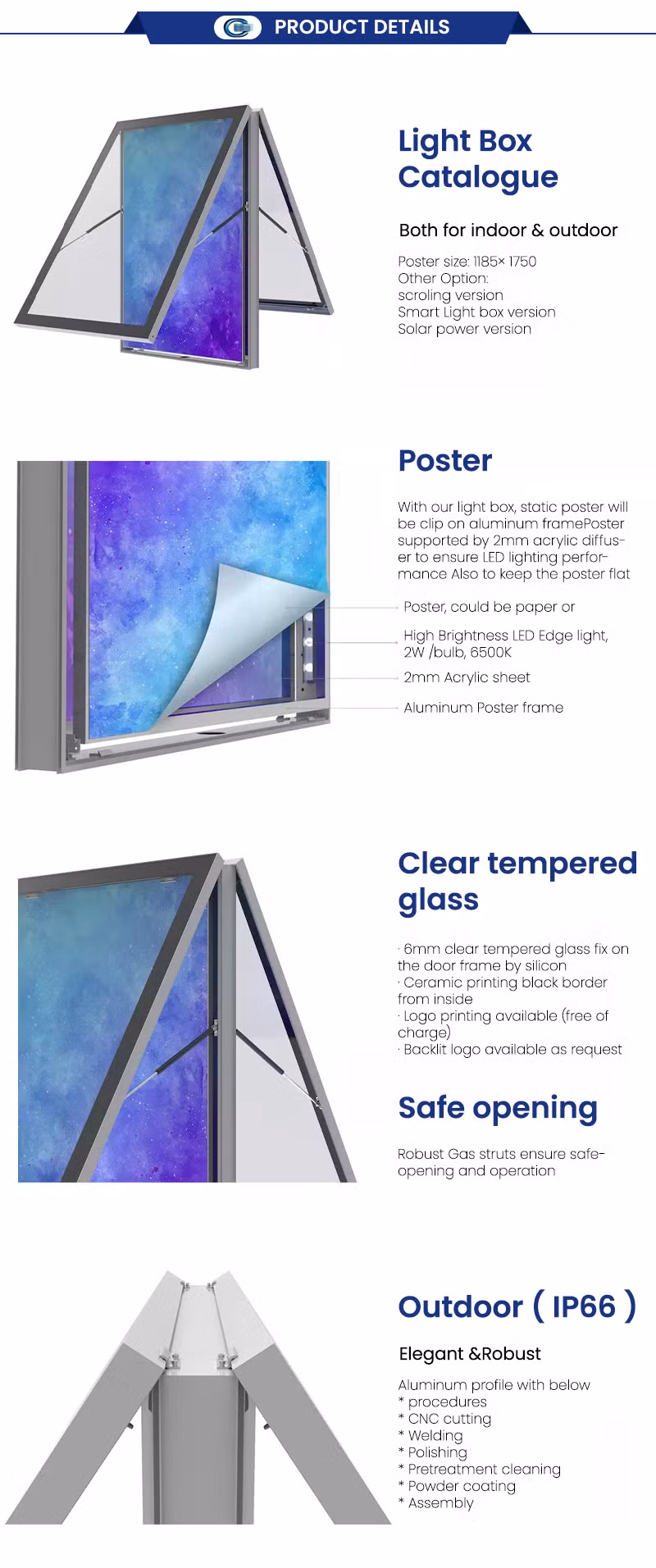 Huasheng Factory Wholesale A2 Aluminum Silver Ultra Thin LED Light Box Snap Frame Super Slim Clip on Frame Edge-Lit Lightbox