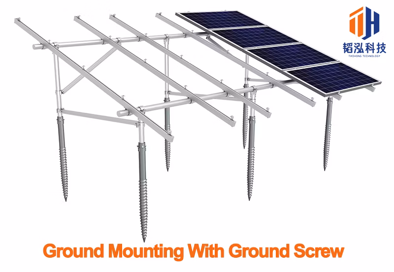 Customized Aluminum Solar Panel Ground Mounting Structure Frames Brackets with Ground Screw
