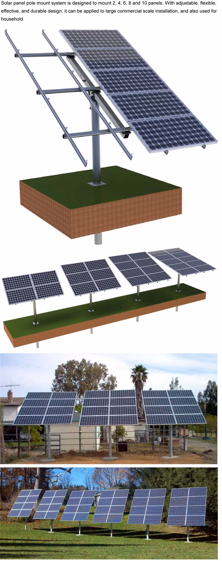 Solar Panel Ground Pole Mounting Bracket Ground Solar Panel Frame Solar Panel Rack Ground