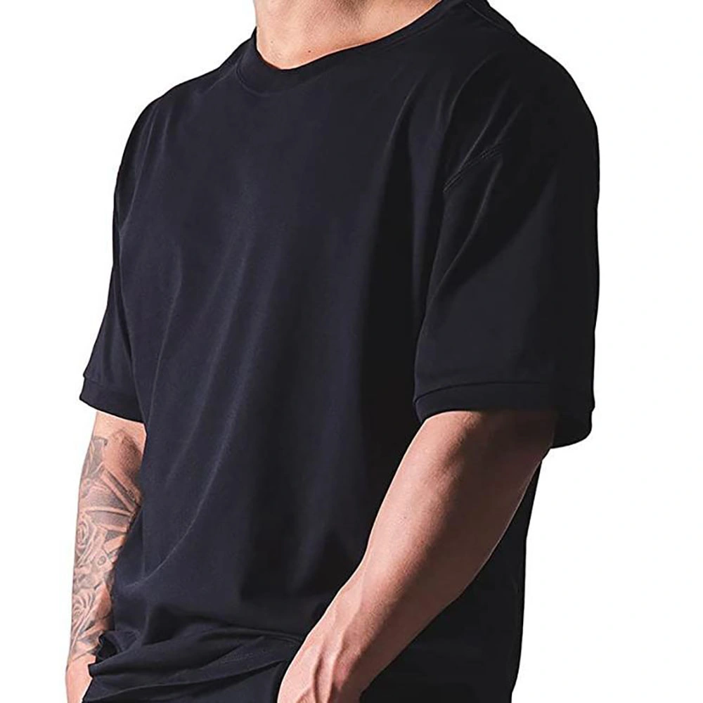 Oversized Casual Printing Men T Shirts Black Cotton Gym Heavyweight Embroidery T Shirt