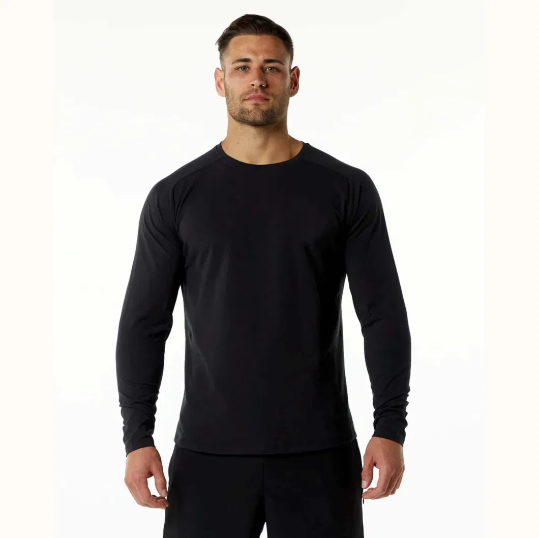 Bamboo Cotton Blended Tee Mens Long Sleeve Branded T Shirts for Men