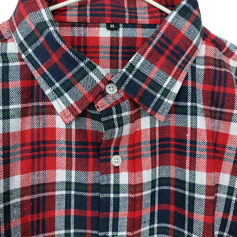 Custom Casual Unisex Oversized 100% Cotton Long Sleeve Plaid Check Flannel Shirts