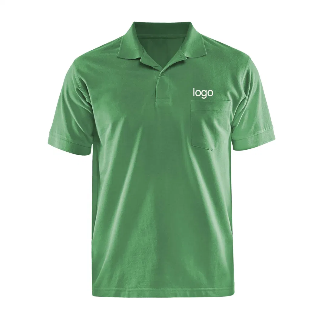 Custom Embroidered Logo Polo T Shirts Unisex Short Sleeves Polyester and Spandex Mens Golf Polo Shirt