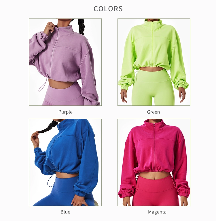 Bwt6450 Loose Active Wear Long Sleeve Casual Sports Sweater Versatile Top Outdoor Running Cycling Training Zipper Coat Sweater