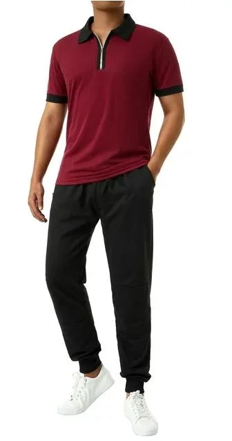 Wine Red Outdoor Sports Tactical Pure Color Polyester Short Sleeve Polo Shirt