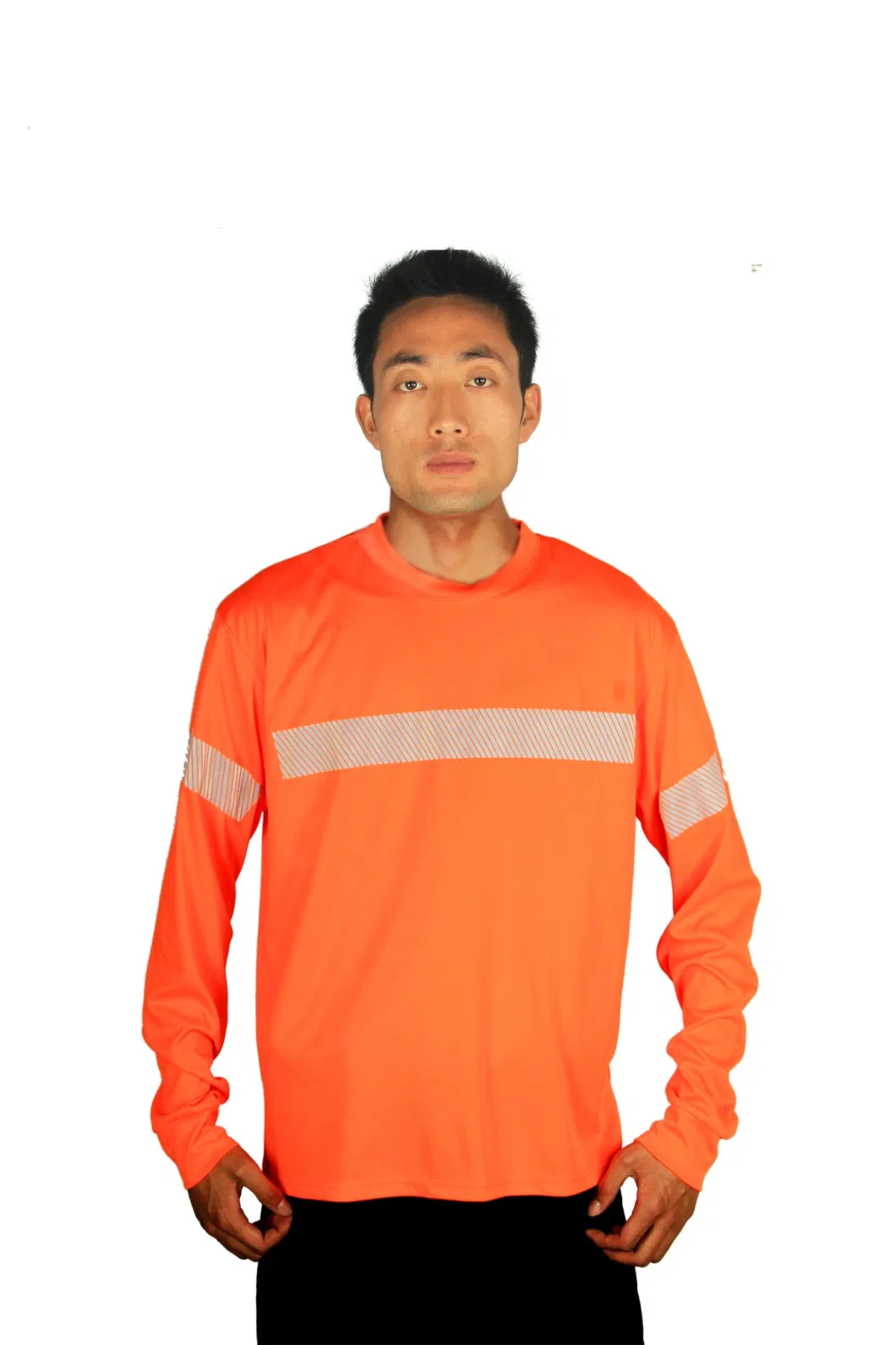 Hi Vis Reflective Work Wear Long Sleeve Safety Polo Shirt Orange