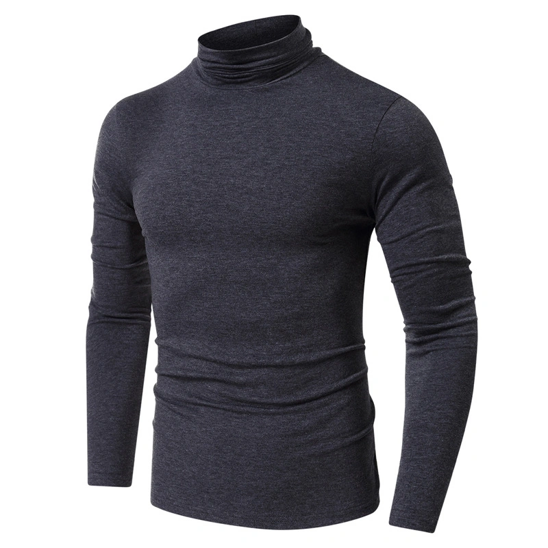 Factory 100% Cotton Soft Long Sleeve High-Neck Tee Shirt Made in China