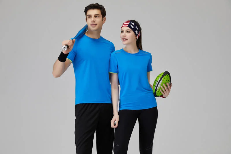 Quick Dry Sports Short Sleeve Tops Running Wear Reflective Clause Round Neck T-Shirt