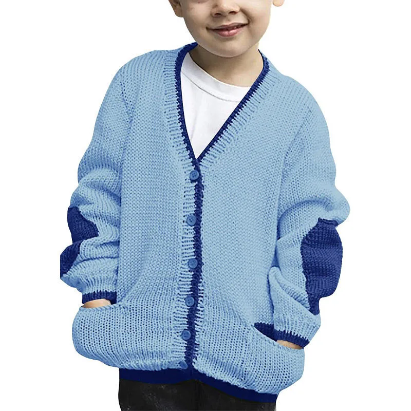 Wholesale Toddlers Baby Boys Girls Kids Button up Chunky Knitted Jacket Outerwear V Neck Cardigan Sweater