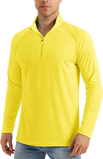 1/4 Zip Long Sleeve Shirt with Pockets Mens Zip Pullover T-Shirt Oversized T-Shirt