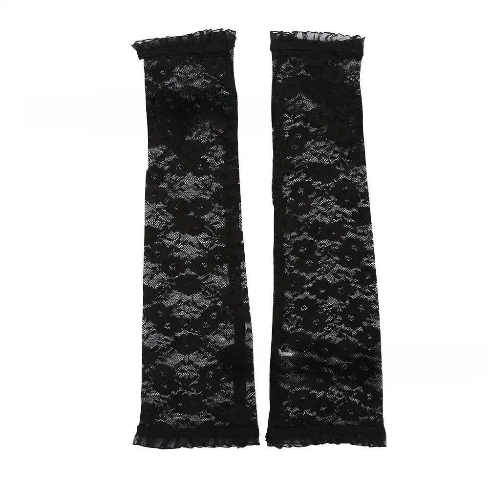 Summer Long Arm Sleeve Elegant Lace Fingerless Performance Thin Female Driving Breathable