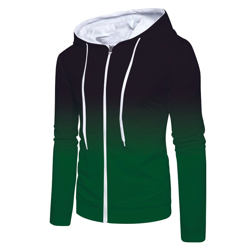 Men Mixed Color Long Sleeve Hooded Fleece Casual Loose Hoodies Fitness Hooded Wind Zip Fleece Pullovers Movement