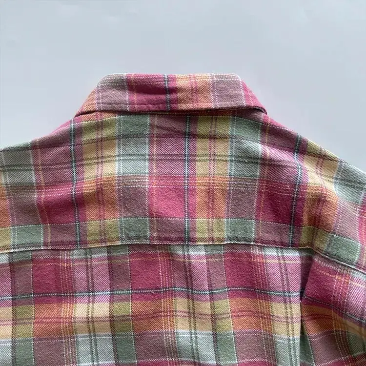 Custom Ladies Distressed Oversized Woman Pink Flannel Plaid Shirts