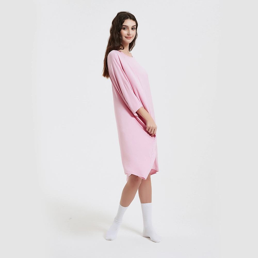 Original Factory Soft Bamboo Pajamas Long Sleeve Night Oversize T-Shirt Comfortable Sleepwear Sleep Dress Sleep Tee