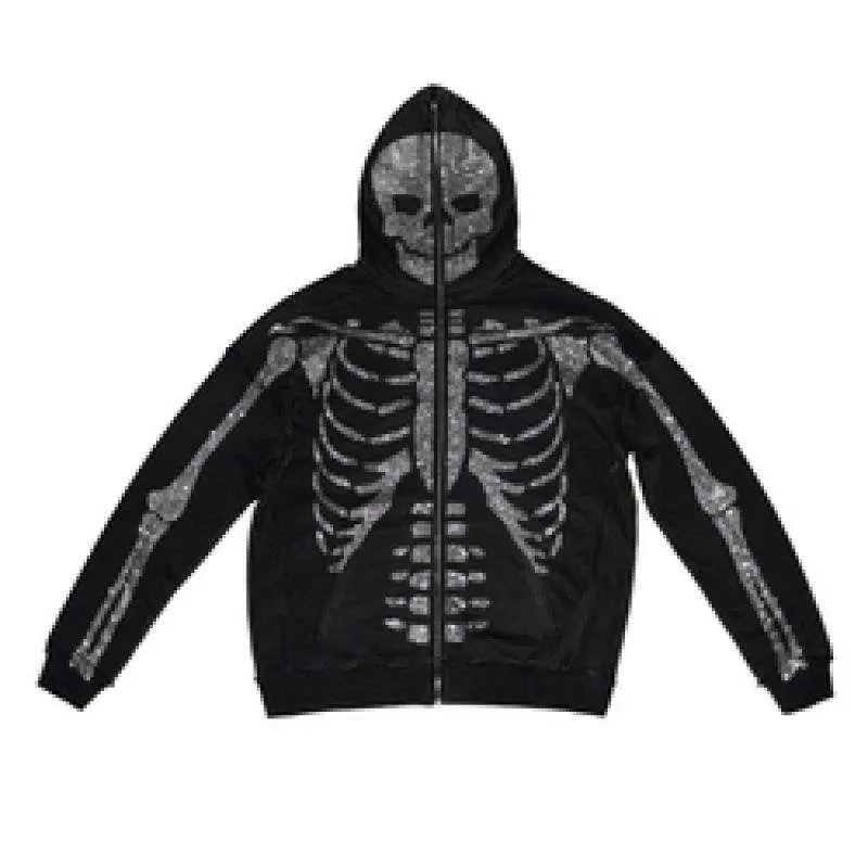 Custom Full Zip up Hoodies Men Puff Print High Quality Plain Rhinestone Soft Cotton Fleece Zipper Jacket Hoodie for Men