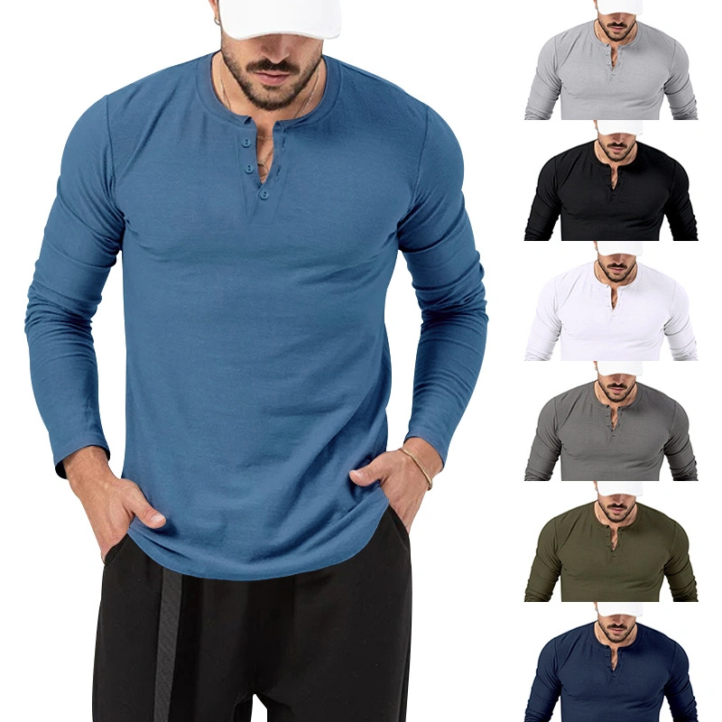 Round Neck T-Shirt Loose Pullover White Cheap Wholesale Long-Sleeve Polo Shirt