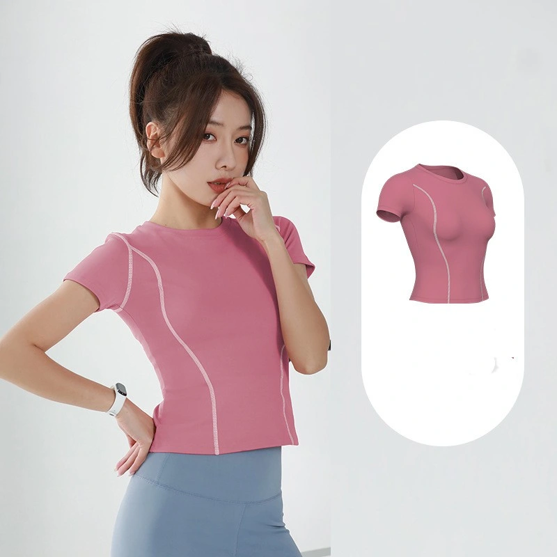 Women&prime;s Round Neck Slim Quick Dry Breathable Running Sports T-Shirt