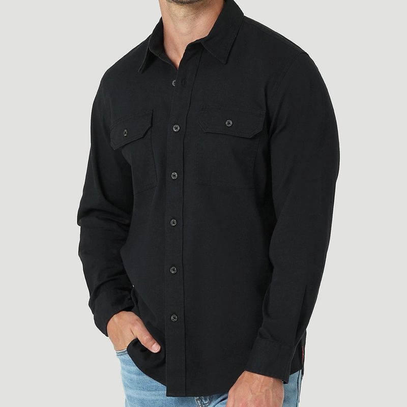 Custom Logo Oversized Streetwear Boxy Shirts Cotton Twill Button up Long Sleeve Mens Work Shirts