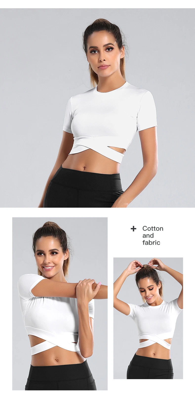 Wholesale Yoga Top T Shirt for Women Solid Sports Fitness Short Sleeve Running Shirts Sexy Exposed Navel Quick Dry Gym Sport Wear