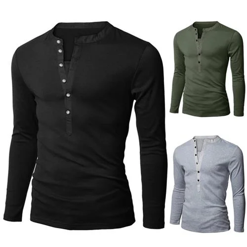 Korean Version of Tight Muscle Man Figure Long Sleeve Tee, Casual Base Shirt