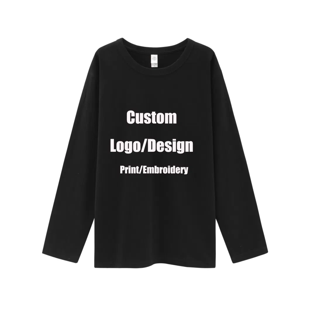 Premium 300GSM 100% Cotton Men&prime;s Women&prime;s Leisure Wear Custom Embroidered Thermal Long Sleeve T-Shirt