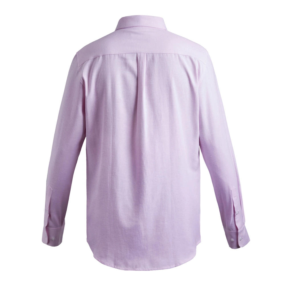 Natural Plain Dyed Pink Long Sleeve Slim High Quality Solid Color Men&prime;s Dress Shirt