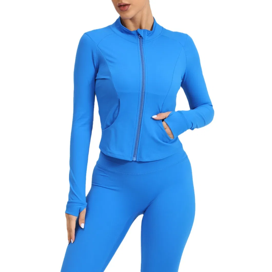 Outdoor Run Yoga Jacket Sports Fast Dry Tight Body Long -Sleeved Sports Top