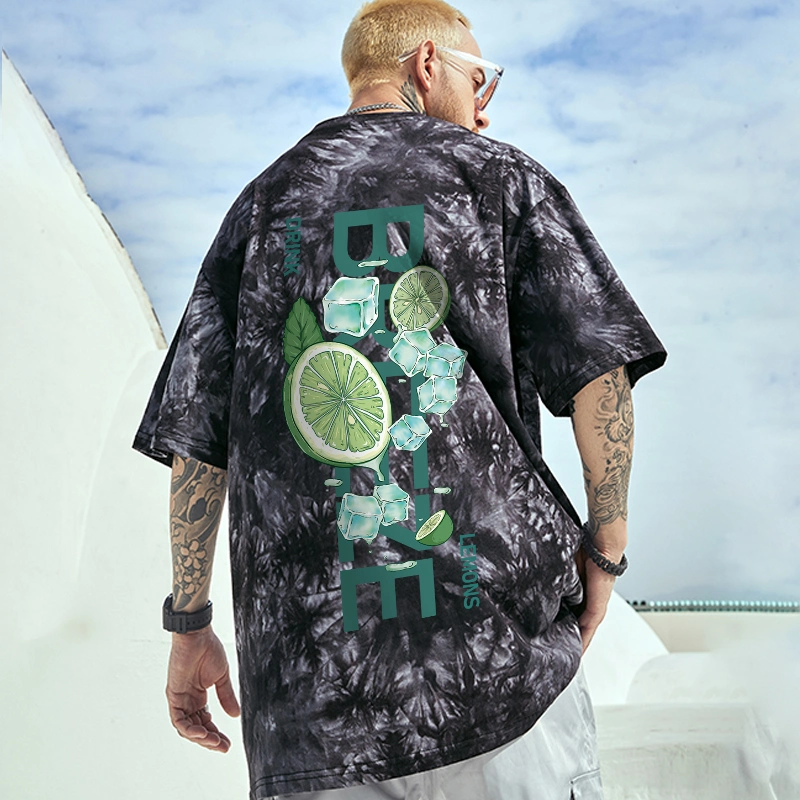 Tie Dye Cotton T-Shirt Flower Digital Printed Oversized Custom Logo Mens T-Shirt