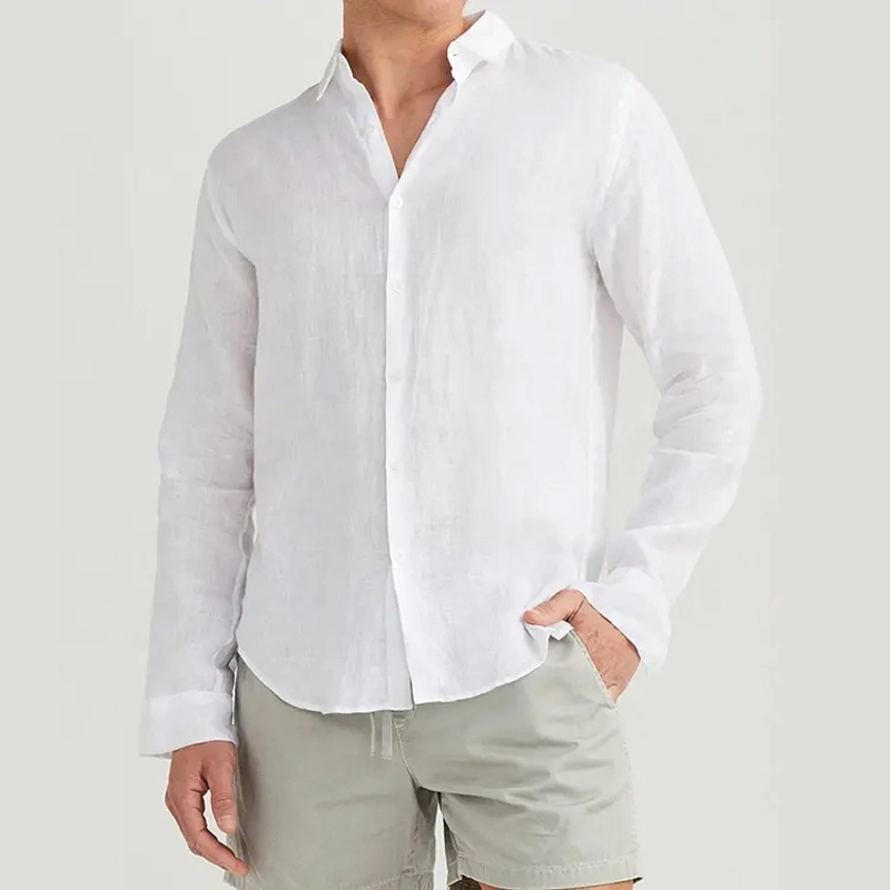 Linen Shirt Luxury Brand Plus Size White Cotton Office Long Sleeve Casual Mens Formal Shirts for Men