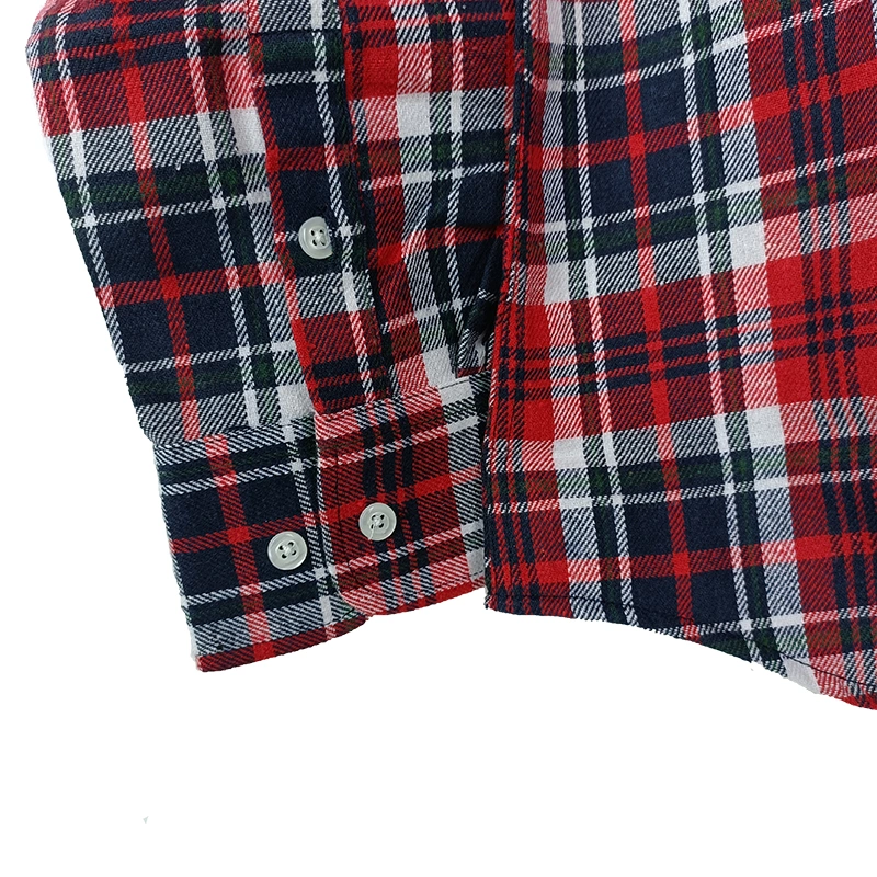 Custom Casual Unisex Oversized 100% Cotton Long Sleeve Plaid Check Flannel Shirts