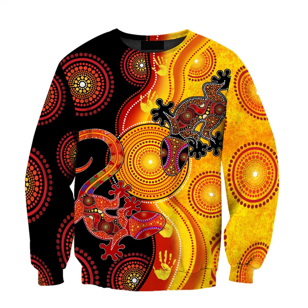 Custom Logo Mens Street Wear Clothing Sweater Aboriginal Print Sublimation Heavyweight Hoodies